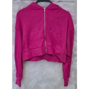 With Jules Big Girls Hooded Waffle Zip-Up Hoodie Size LG